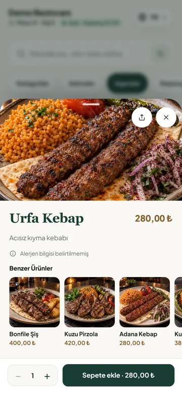 Urfa Kebap ürün detayı: fotoğraf, açıklama, benzer ürünler ve sepete ekle düğmesi